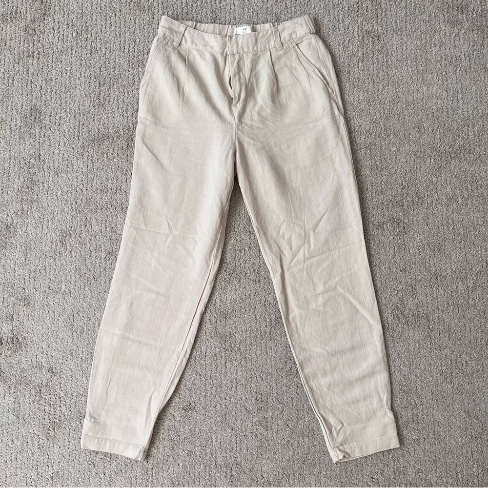 H&M Beige Cream Pants Trousers sz 2